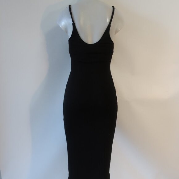 Womens The Range Black Braided Straps Scoop Neck Ribbed Jersey Midi Tank Dress S - Picture 11 of 15